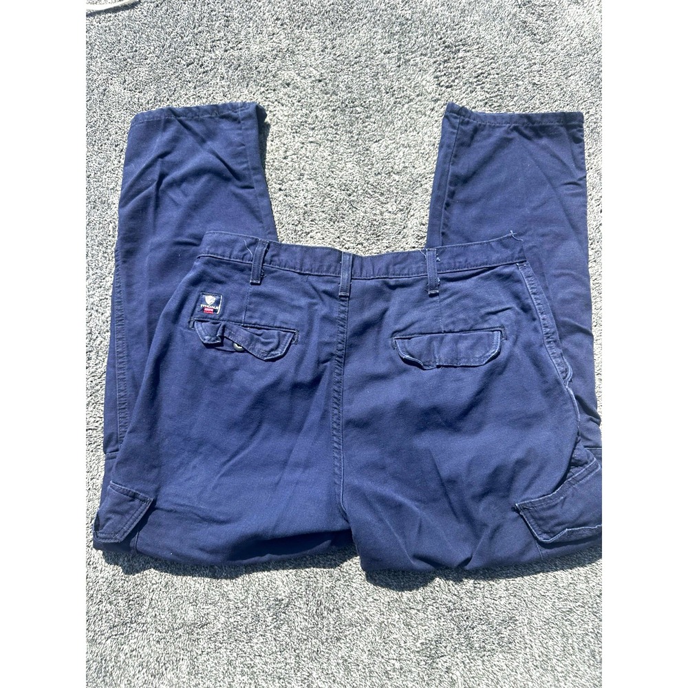 Tyndale FR Flame Resistant Work Pants Men's 34x30 Navy Blue Cargo Utility